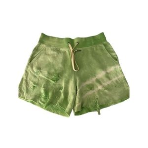 Philanthropy Womens Sweat Shorts Neon Green Tie Dye Pocket Drawstring USA L